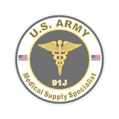 MOS 91J Medical Supply Specialist (U.S. Army) STICKER Vinyl Kiss-Cut Decal 4 Inch Transparent - The Sticker Space