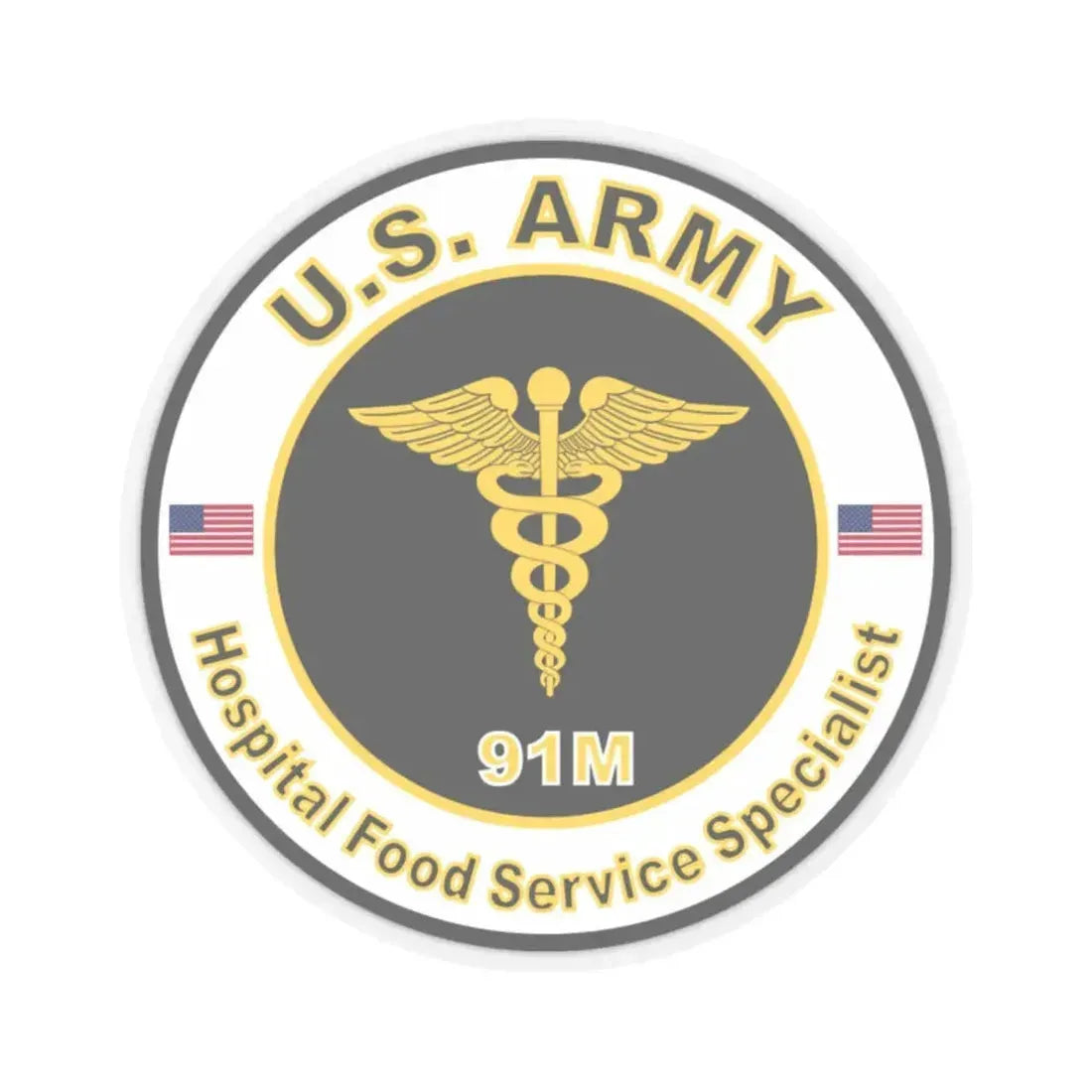 MOS 91M Hospital Food Service Specialist (U.S. Army) STICKER Vinyl Kiss-Cut Decal 2 Inch Transparent - The Sticker Space