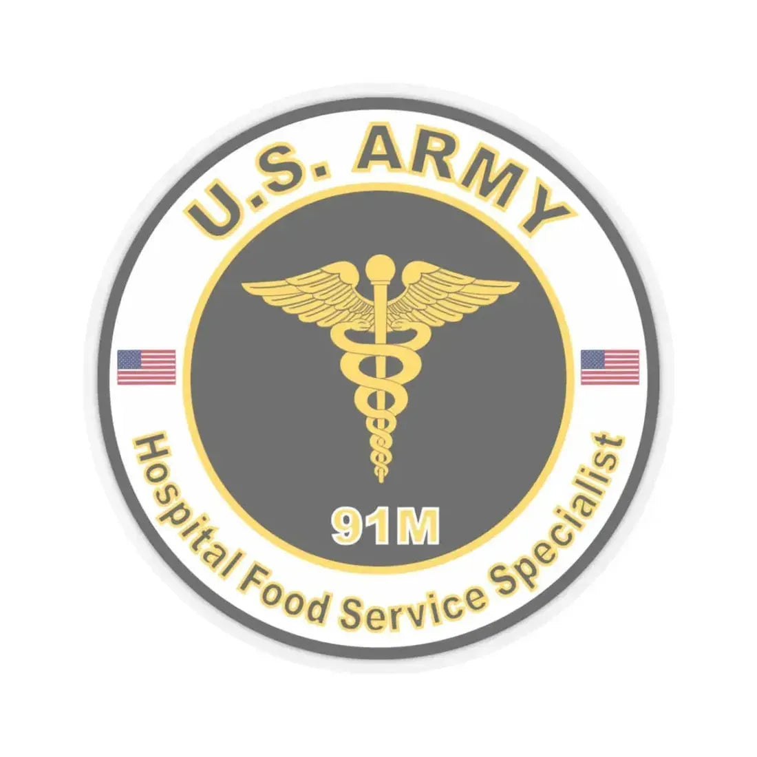 MOS 91M Hospital Food Service Specialist (U.S. Army) STICKER Vinyl Kiss-Cut Decal 3 Inch Transparent - The Sticker Space