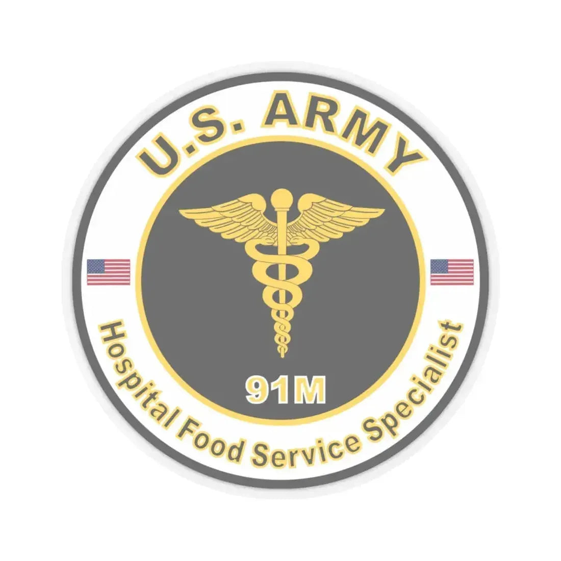MOS 91M Hospital Food Service Specialist (U.S. Army) STICKER Vinyl Kiss-Cut Decal 4 Inch Transparent - The Sticker Space