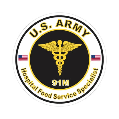 MOS 91M Hospital Food Service Specialist (U.S. Army) STICKER Vinyl Kiss-Cut Decal 4 Inch White - The Sticker Space