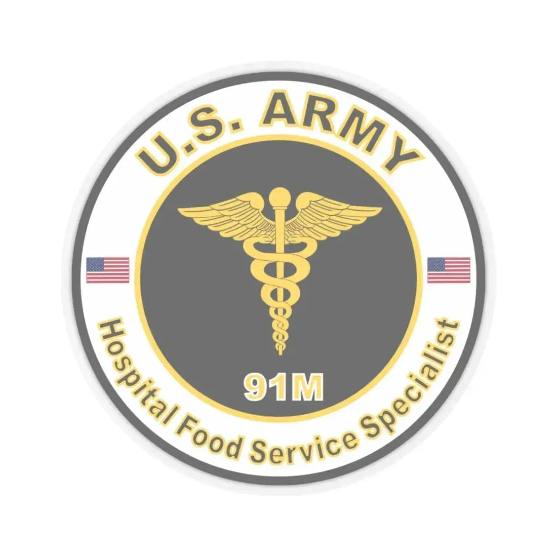 MOS 91M Hospital Food Service Specialist (U.S. Army) STICKER Vinyl Kiss-Cut Decal 6 Inch Transparent - The Sticker Space