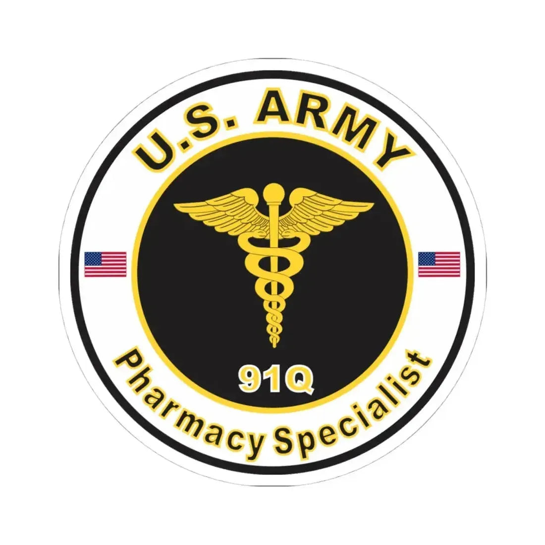 MOS 91Q Pharmacy Specialist (U.S. Army) STICKER Vinyl Kiss-Cut Decal 4 Inch White - The Sticker Space