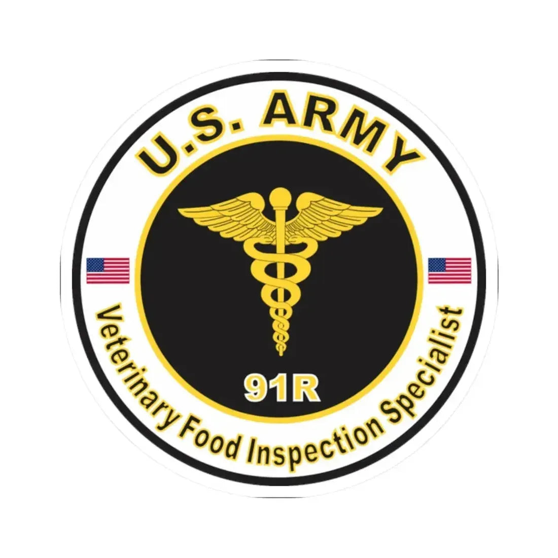 MOS 91R Veterinary Food Inspection Specialist (U.S. Army) STICKER Vinyl Kiss-Cut Decal 2 Inch White - The Sticker Space