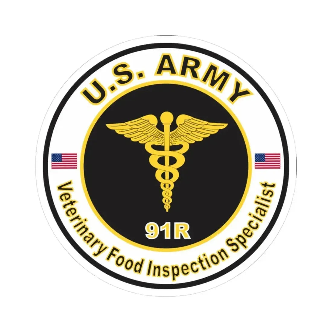 MOS 91R Veterinary Food Inspection Specialist (U.S. Army) STICKER Vinyl Kiss-Cut Decal 3 Inch White - The Sticker Space