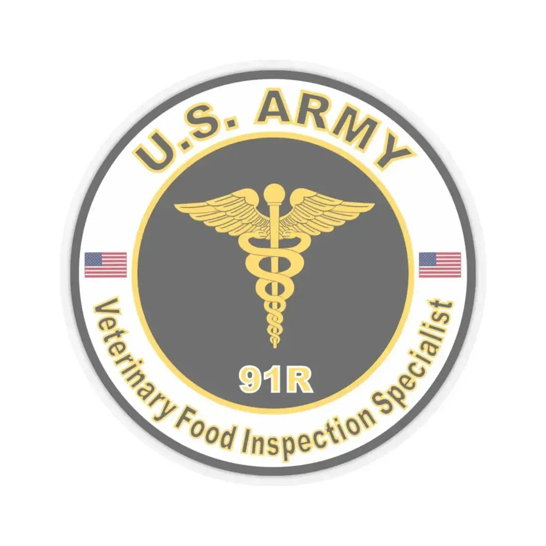 MOS 91R Veterinary Food Inspection Specialist (U.S. Army) STICKER Vinyl Kiss-Cut Decal 6 Inch Transparent - The Sticker Space