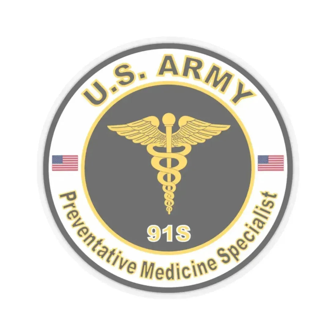 MOS 91S Preventative Medicine Specialist (U.S. Army) STICKER Vinyl Kiss-Cut Decal 2 Inch Transparent - The Sticker Space