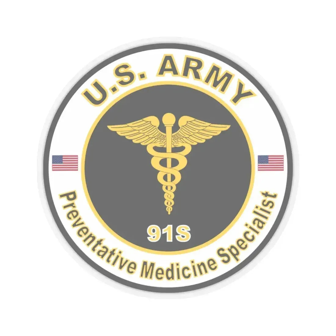MOS 91S Preventative Medicine Specialist (U.S. Army) STICKER Vinyl Kiss-Cut Decal 4 Inch Transparent - The Sticker Space