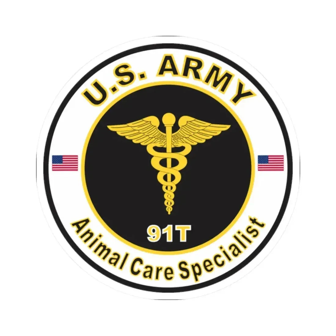 MOS 91T Animal Care Specialist (U.S. Army) STICKER Vinyl Kiss-Cut Decal 2 Inch White - The Sticker Space