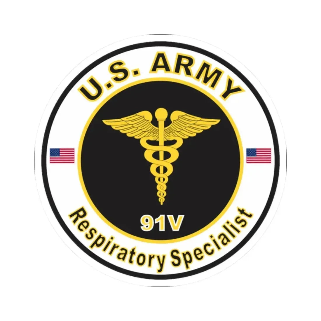 MOS 91V Respiratory Specialist (U.S. Army) STICKER Vinyl Kiss-Cut Decal 2 Inch White - The Sticker Space
