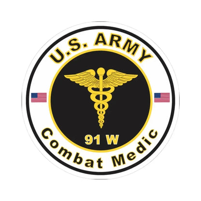 MOS 91W Combat Medic (U.S. Army) STICKER Vinyl Kiss-Cut Decal 3 Inch White - The Sticker Space