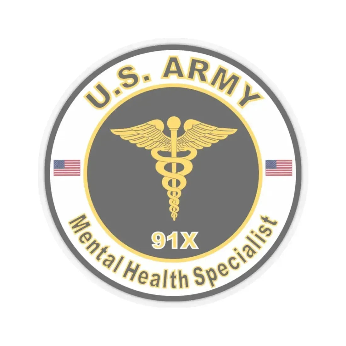 MOS 91X Mental Health Specialist (U.S. Army) STICKER Vinyl Kiss-Cut Decal 4 Inch Transparent - The Sticker Space