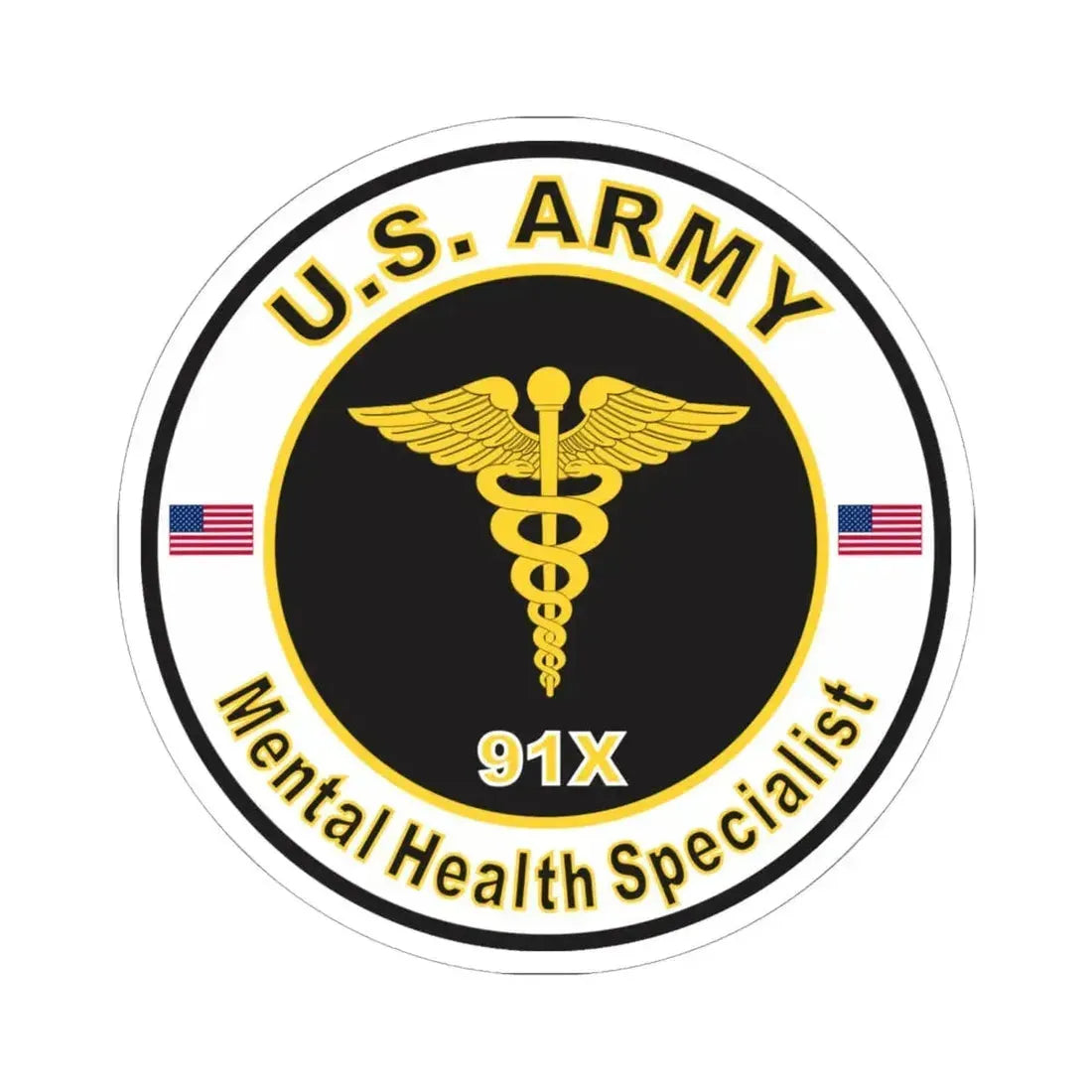 MOS 91X Mental Health Specialist (U.S. Army) STICKER Vinyl Kiss-Cut Decal 6 Inch White - The Sticker Space