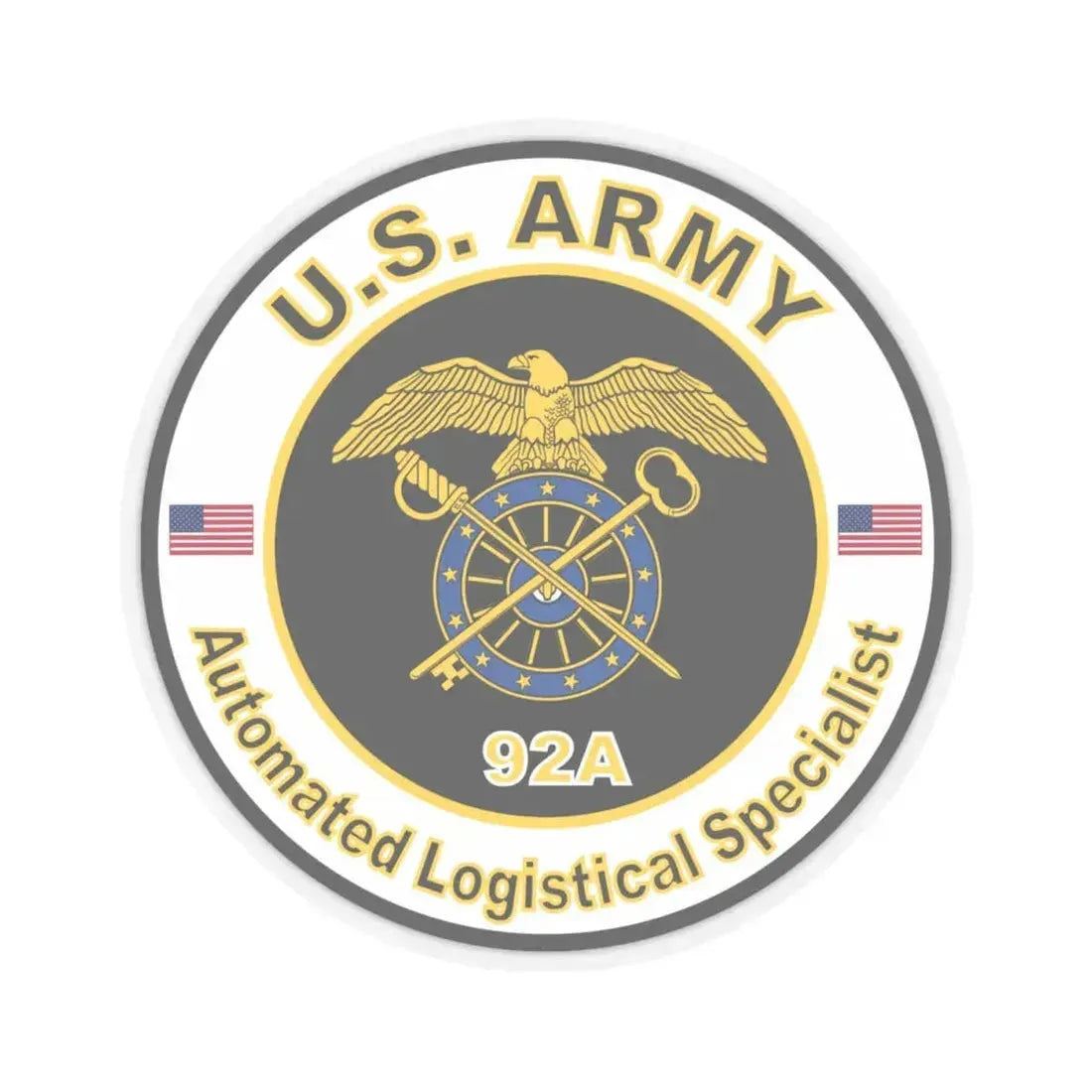 MOS 92A Automated Logistical Specialist (U.S. Army) STICKER Vinyl Kiss-Cut Decal 4 Inch Transparent - The Sticker Space