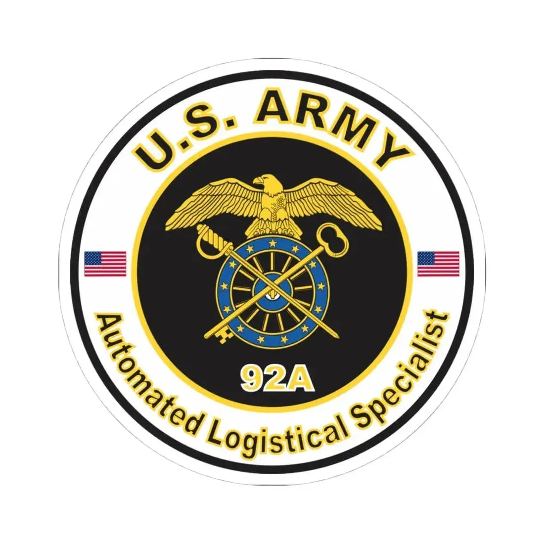 MOS 92A Automated Logistical Specialist (U.S. Army) STICKER Vinyl Kiss-Cut Decal 4 Inch White - The Sticker Space