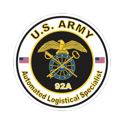 MOS 92A Automated Logistical Specialist (U.S. Army) STICKER Vinyl Kiss-Cut Decal 6 Inch White - The Sticker Space