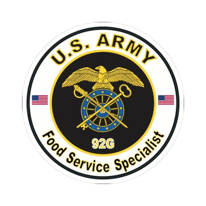 MOS 92G Food Service Specialist (U.S. Army) STICKER Vinyl Kiss-Cut Decal 3 Inch White - The Sticker Space