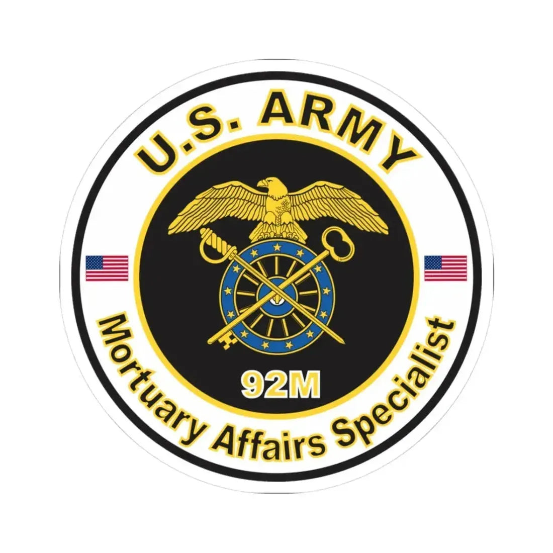 MOS 92M Mortuary Affairs Specialist (U.S. Army) STICKER Vinyl Kiss-Cut Decal 3 Inch White - The Sticker Space
