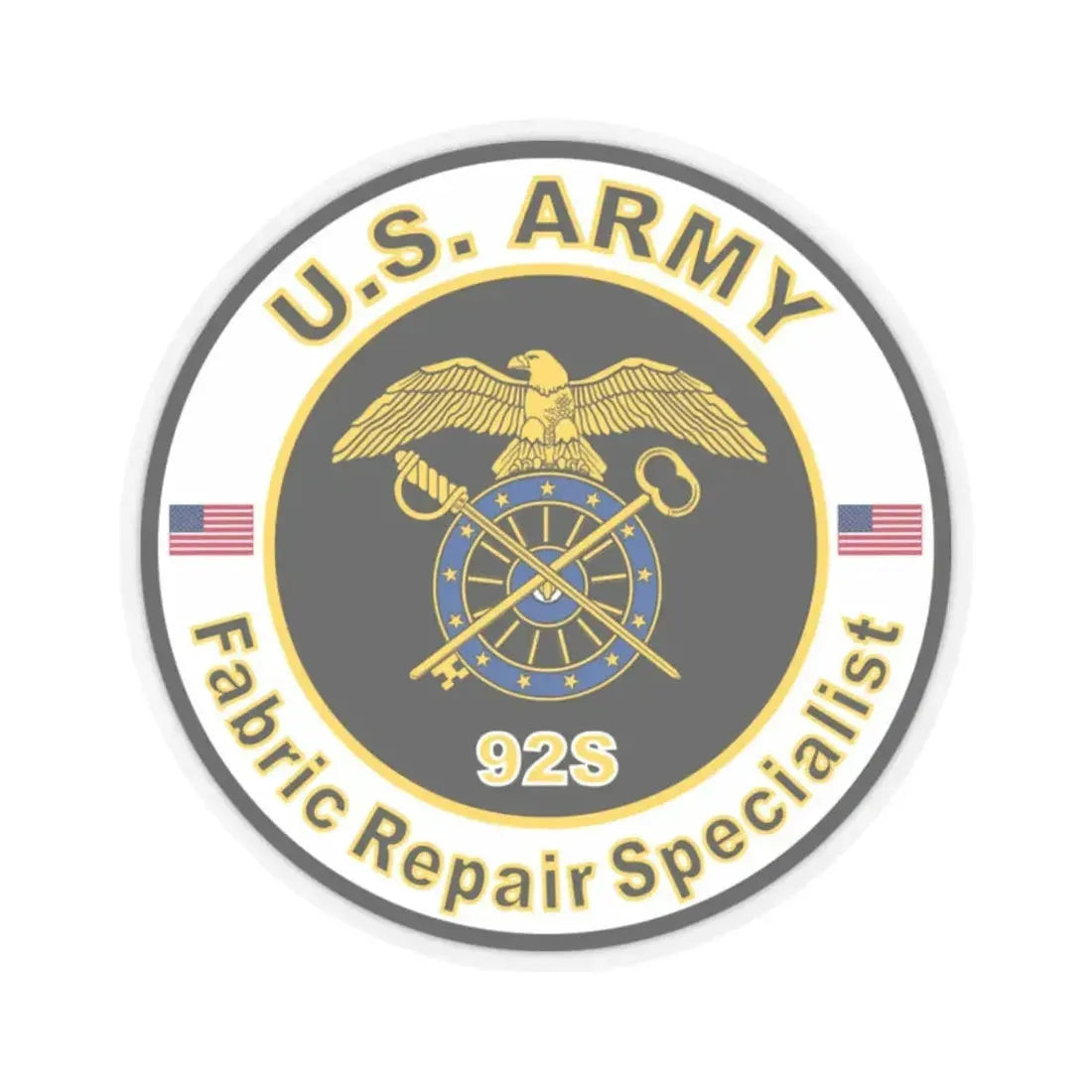 MOS 92S Fabric Repair Specialist (U.S. Army) STICKER Vinyl Kiss-Cut Decal 2 Inch Transparent - The Sticker Space