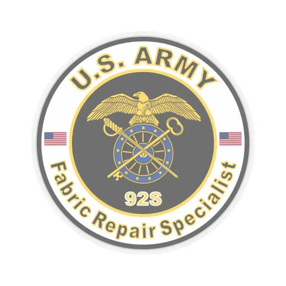 MOS 92S Fabric Repair Specialist (U.S. Army) STICKER Vinyl Kiss-Cut Decal 3 Inch Transparent - The Sticker Space
