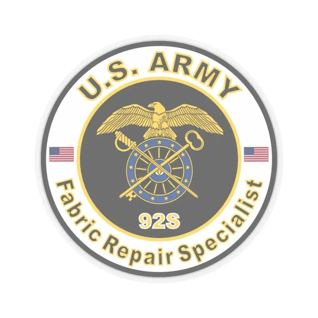 MOS 92S Fabric Repair Specialist (U.S. Army) STICKER Vinyl Kiss-Cut Decal 4 Inch Transparent - The Sticker Space