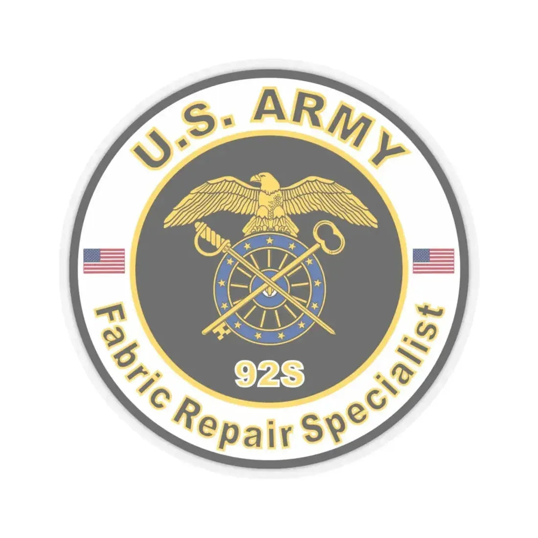 MOS 92S Fabric Repair Specialist (U.S. Army) STICKER Vinyl Kiss-Cut Decal 6 Inch Transparent - The Sticker Space