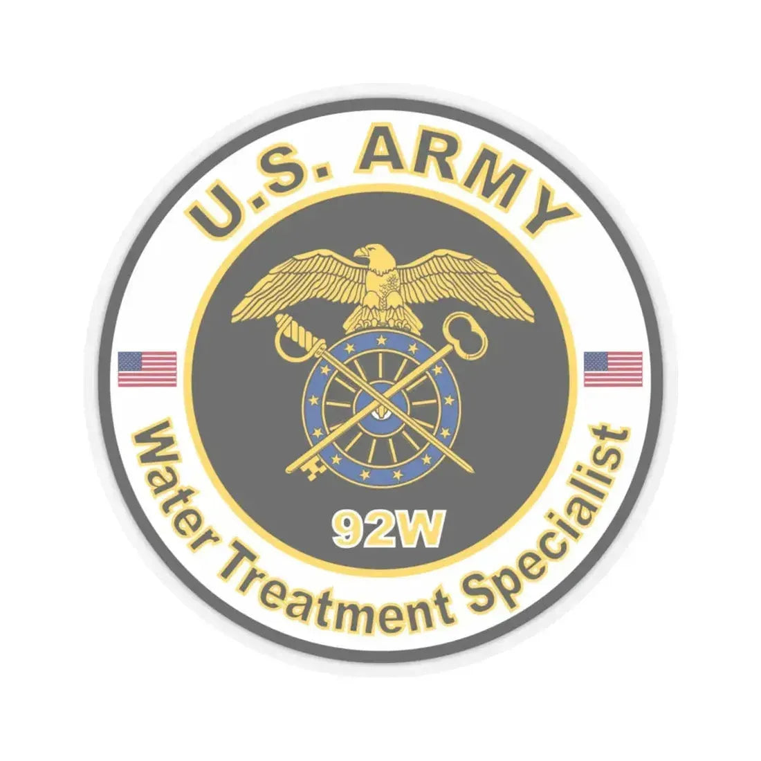 MOS 92W Water Treatment Specialist (U.S. Army) STICKER Vinyl Kiss-Cut Decal 4 Inch Transparent - The Sticker Space