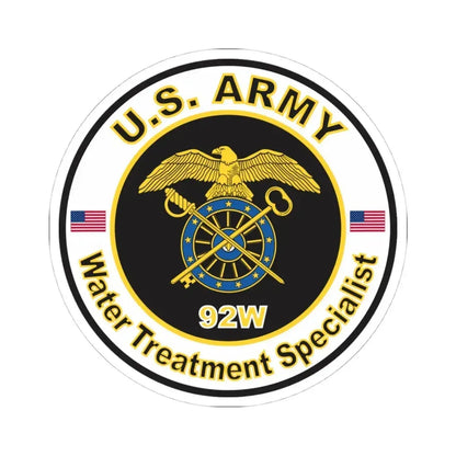 MOS 92W Water Treatment Specialist (U.S. Army) STICKER Vinyl Kiss-Cut Decal 4 Inch White - The Sticker Space