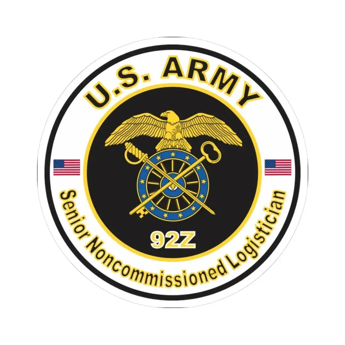 MOS 92Z Senior Noncommissioned Logistician (U.S. Army) STICKER Vinyl Kiss-Cut Decal 3 Inch White - The Sticker Space