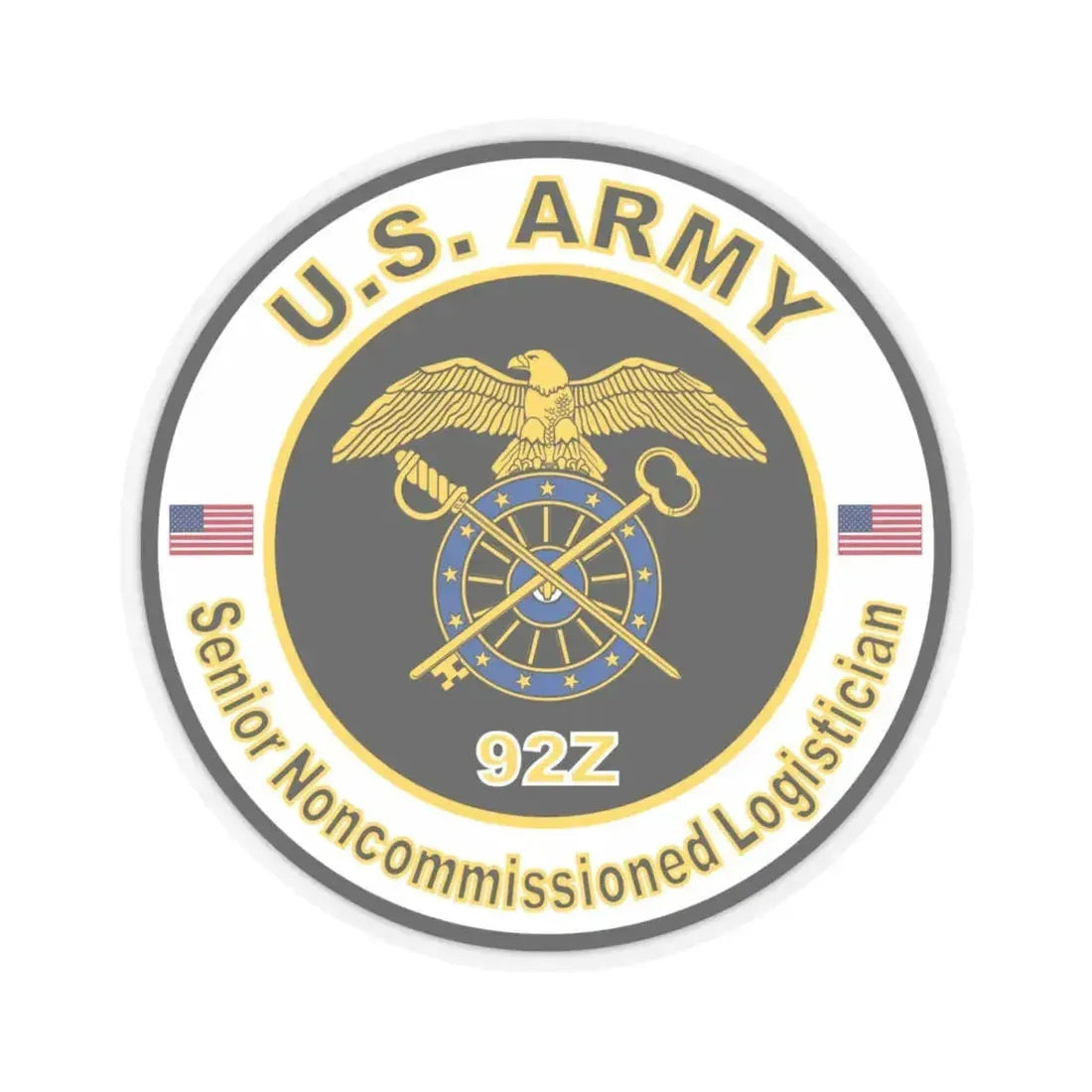 MOS 92Z Senior Noncommissioned Logistician (U.S. Army) STICKER Vinyl Kiss-Cut Decal 4 Inch Transparent - The Sticker Space