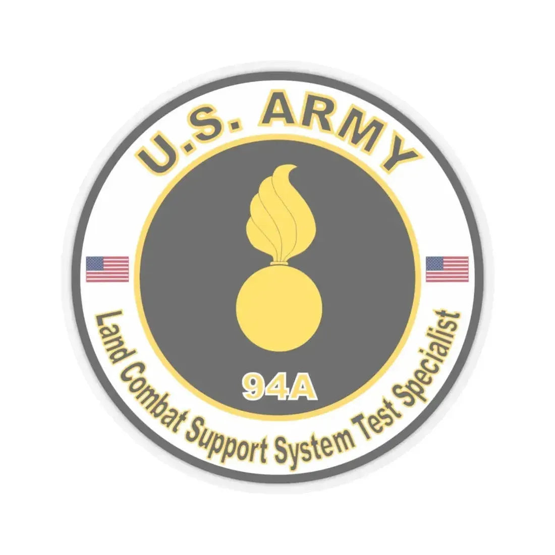 MOS 94A Land Combat Support System Test Specialist (U.S. Army) STICKER Vinyl Kiss-Cut Decal 4 Inch Transparent - The Sticker Space
