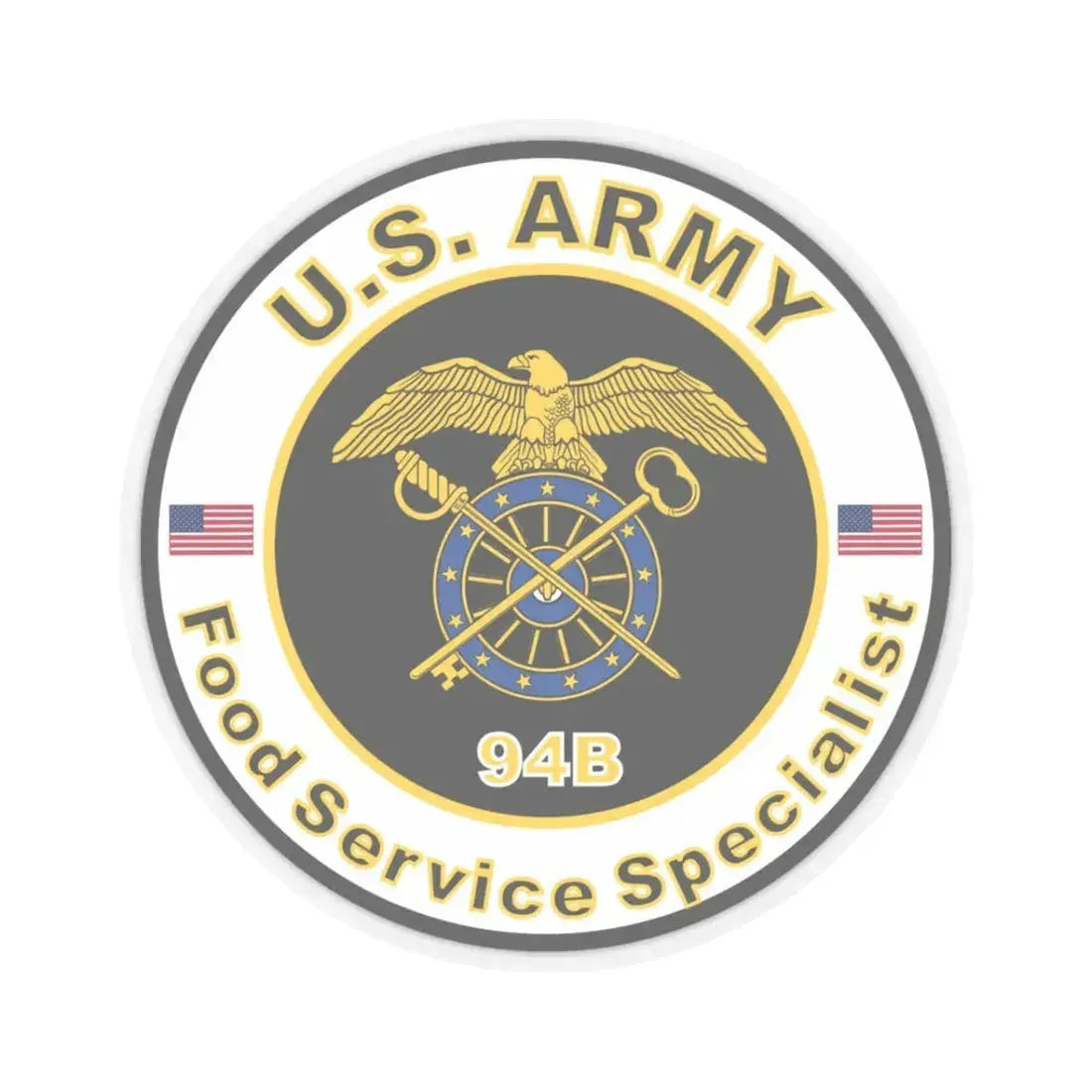 MOS 94B Food Service Specialist (U.S. Army) STICKER Vinyl Kiss-Cut Decal 3 Inch Transparent - The Sticker Space