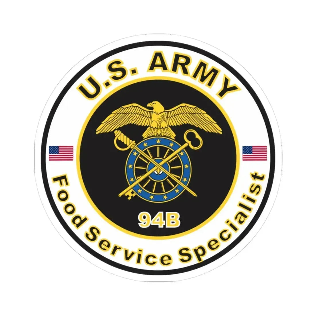 MOS 94B Food Service Specialist (U.S. Army) STICKER Vinyl Kiss-Cut Decal 3 Inch White - The Sticker Space