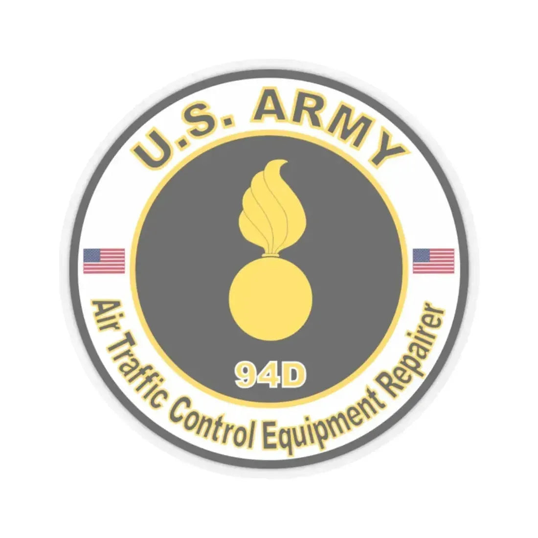 MOS 94D Air Traffic Control Equipment Repairer (U.S. Army) STICKER Vinyl Kiss-Cut Decal 2 Inch Transparent - The Sticker Space