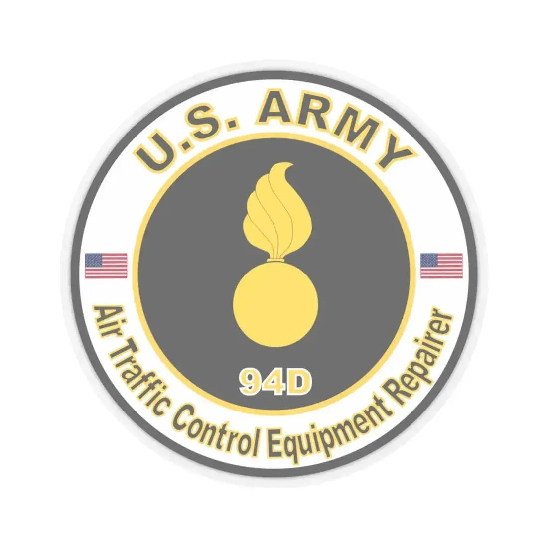MOS 94D Air Traffic Control Equipment Repairer (U.S. Army) STICKER Vinyl Kiss-Cut Decal 4 Inch Transparent - The Sticker Space
