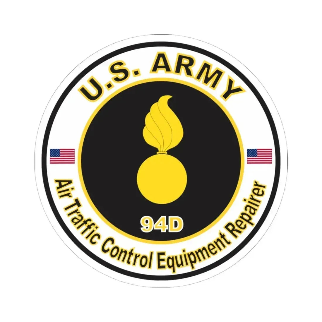 MOS 94D Air Traffic Control Equipment Repairer (U.S. Army) STICKER Vinyl Kiss-Cut Decal 4 Inch White - The Sticker Space