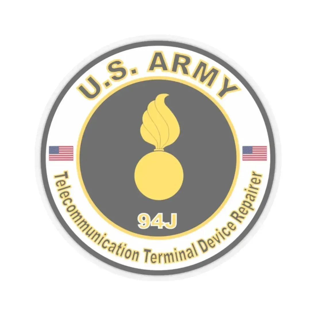 MOS 94J Telecommunications Equipment Repairer (U.S. Army) STICKER Vinyl Kiss-Cut Decal 2 Inch Transparent - The Sticker Space