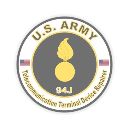MOS 94J Telecommunications Equipment Repairer (U.S. Army) STICKER Vinyl Kiss-Cut Decal 4 Inch Transparent - The Sticker Space