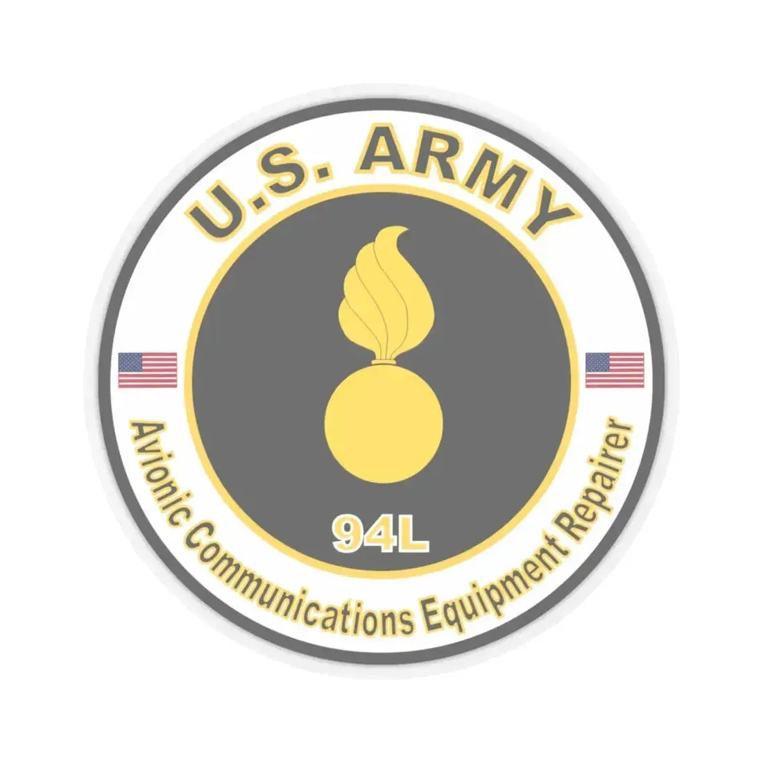 MOS 94L Avionic Communications Equipment Repairer (U.S. Army) STICKER Vinyl Kiss-Cut Decal 6 Inch Transparent - The Sticker Space
