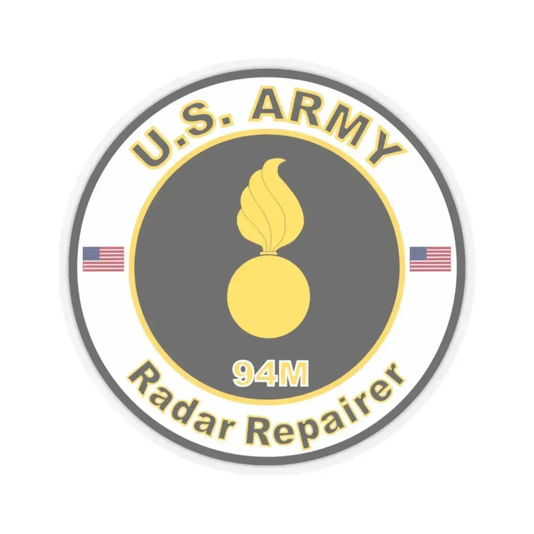 MOS 94M Radar Repairer (U.S. Army) STICKER Vinyl Kiss-Cut Decal 4 Inch Transparent - The Sticker Space