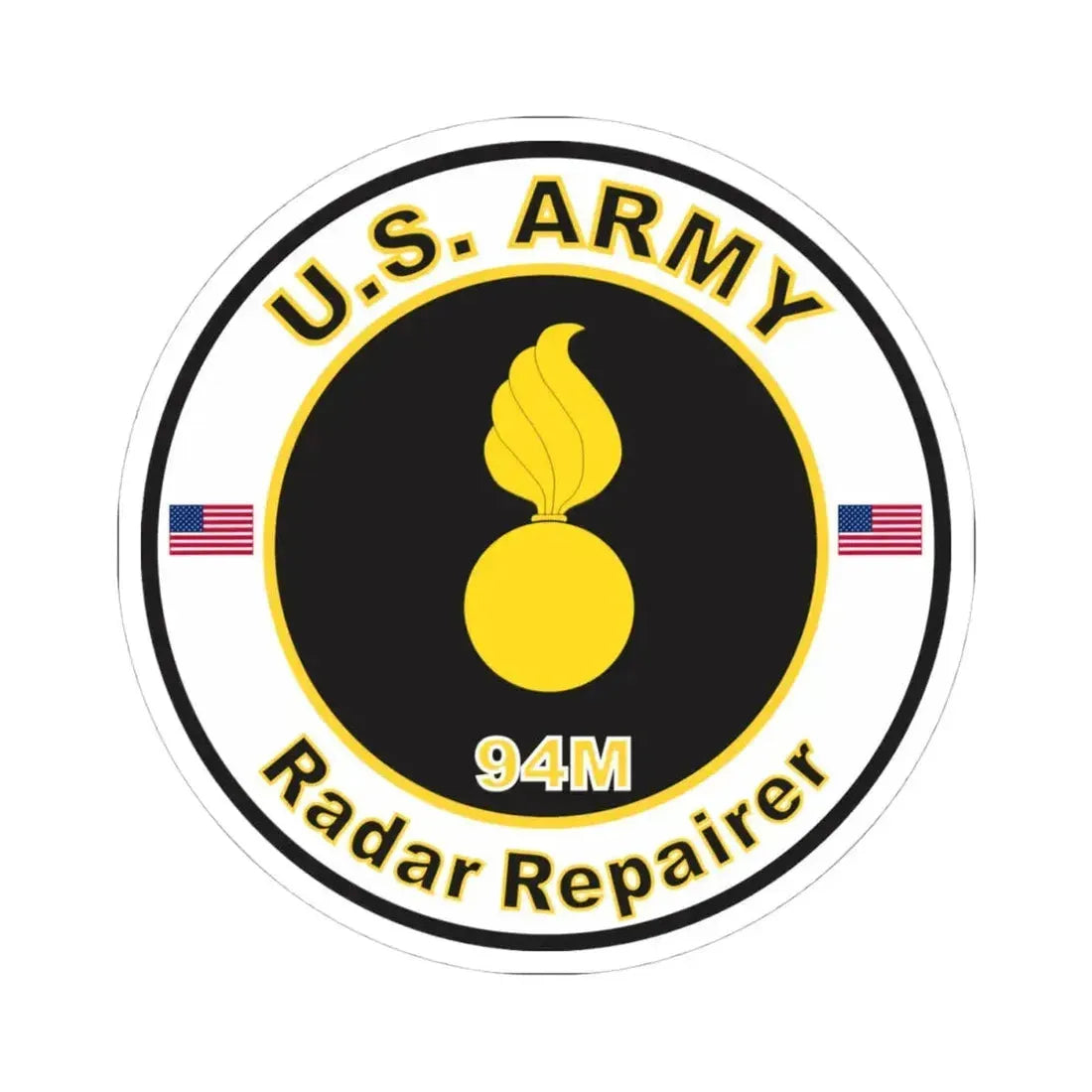 MOS 94M Radar Repairer (U.S. Army) STICKER Vinyl Kiss-Cut Decal 4 Inch White - The Sticker Space