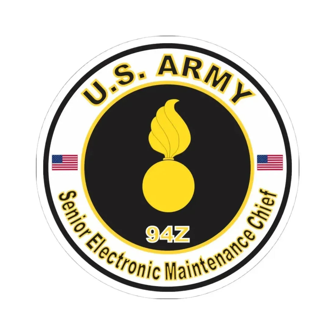 MOS 94Z Senior Electronic Maintenance Chief (U.S. Army) STICKER Vinyl Kiss-Cut Decal 4 Inch White - The Sticker Space