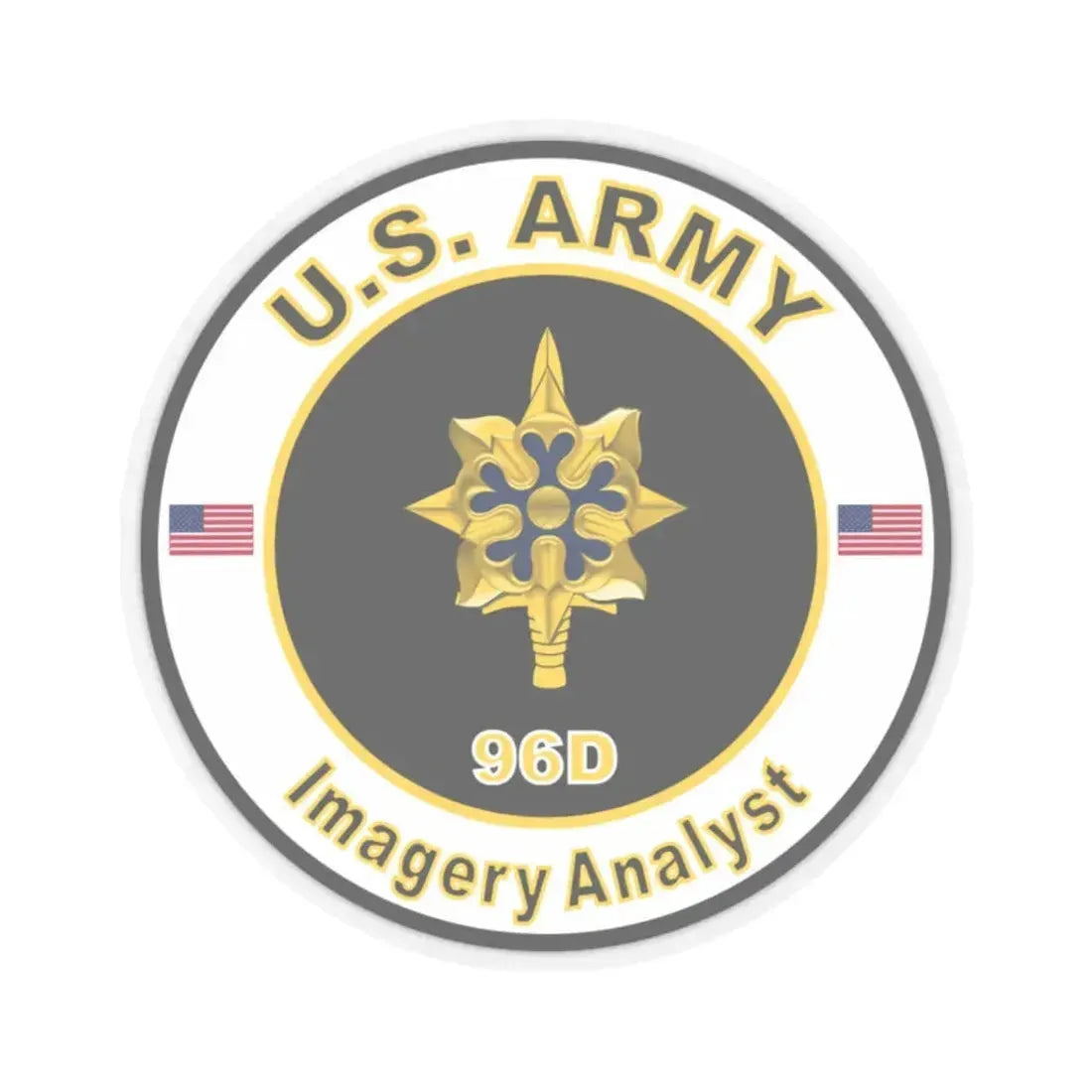 MOS 96D Imagery Analyst (U.S. Army) STICKER Vinyl Kiss-Cut Decal 2 Inch Transparent - The Sticker Space
