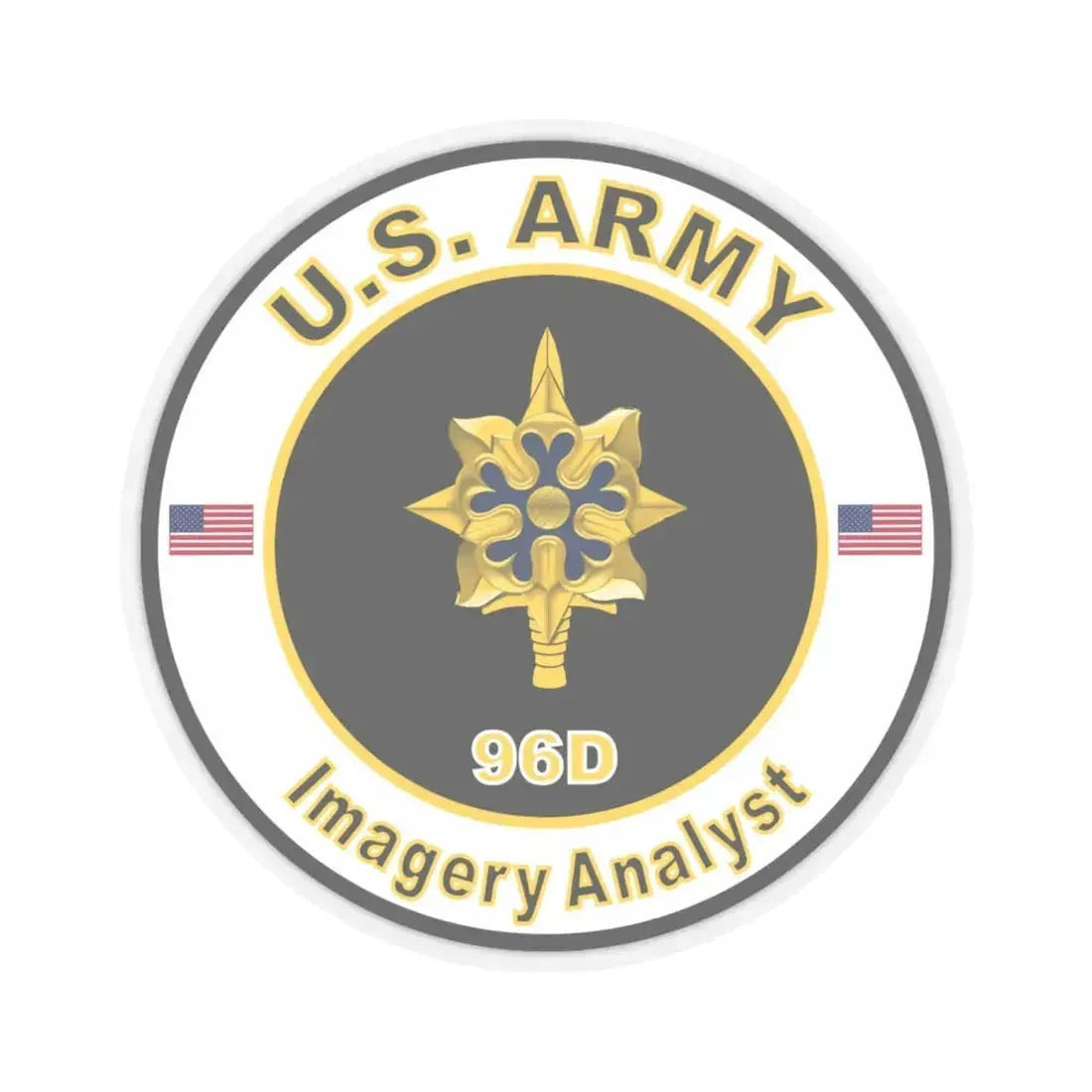 MOS 96D Imagery Analyst (U.S. Army) STICKER Vinyl Kiss-Cut Decal 4 Inch Transparent - The Sticker Space