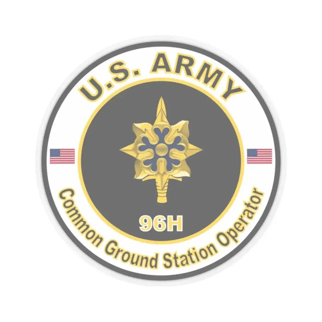 MOS 96H Common Ground Station Operator (U.S. Army) STICKER Vinyl Kiss-Cut Decal 2 Inch Transparent - The Sticker Space