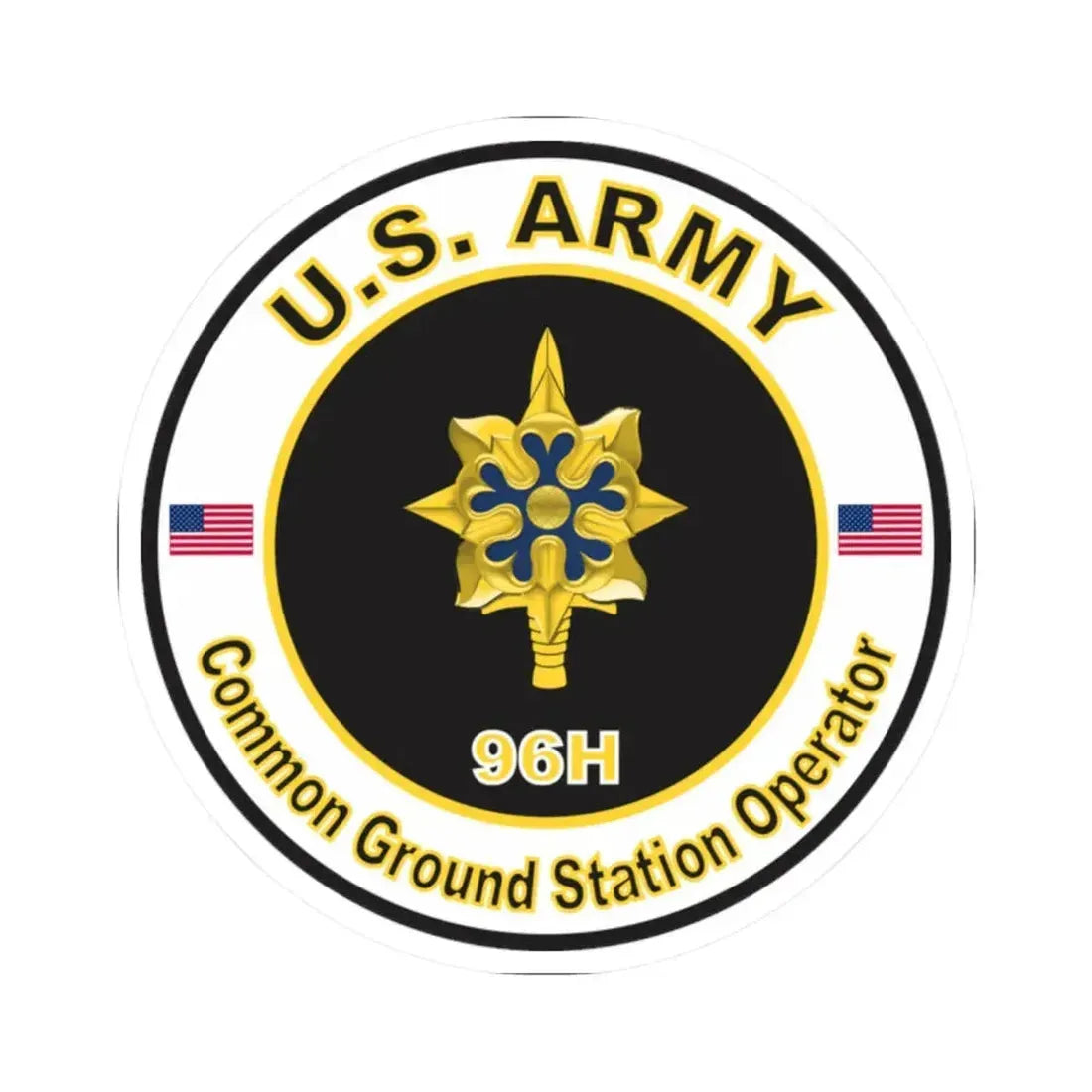 MOS 96H Common Ground Station Operator (U.S. Army) STICKER Vinyl Kiss-Cut Decal 2 Inch White - The Sticker Space
