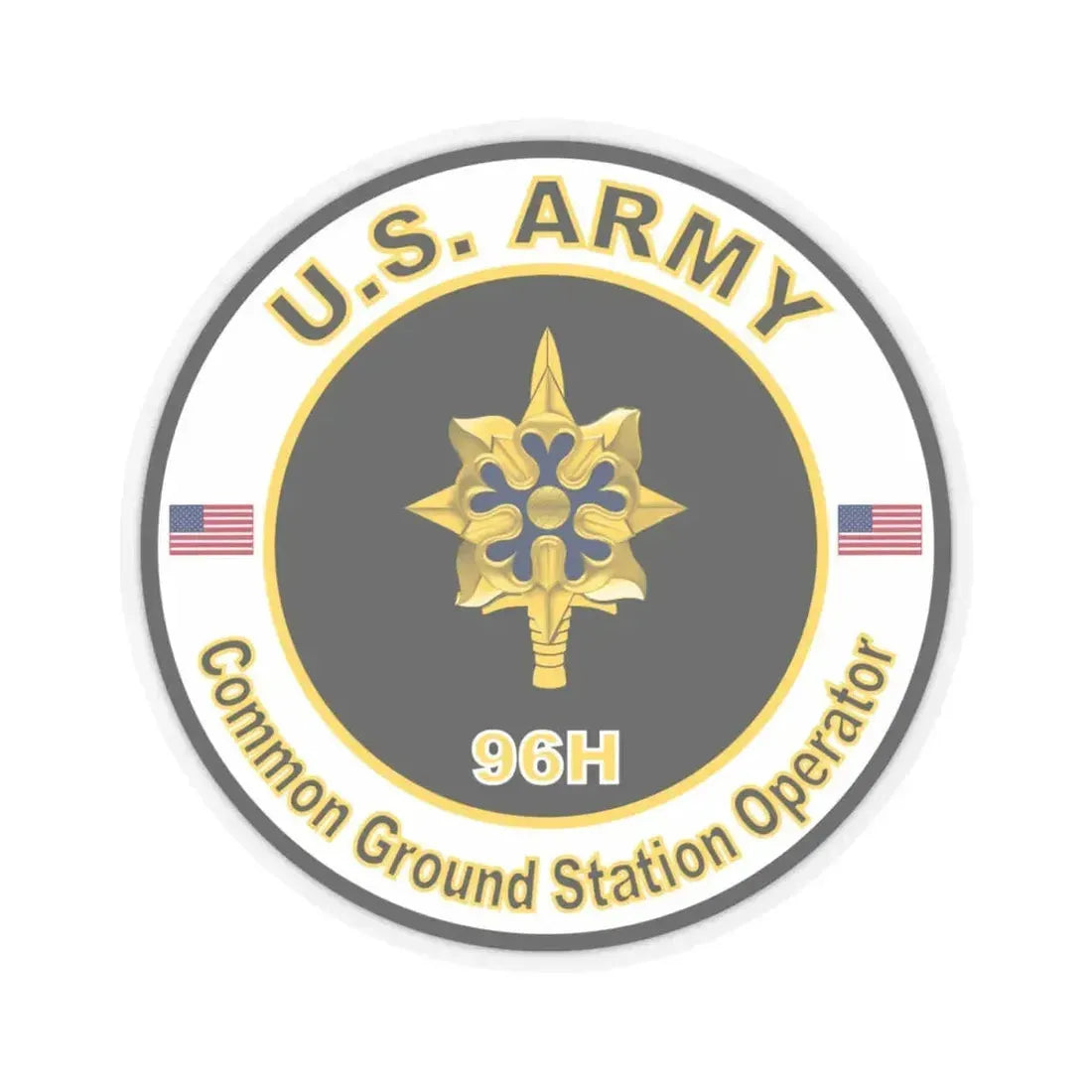 MOS 96H Common Ground Station Operator (U.S. Army) STICKER Vinyl Kiss-Cut Decal 4 Inch Transparent - The Sticker Space