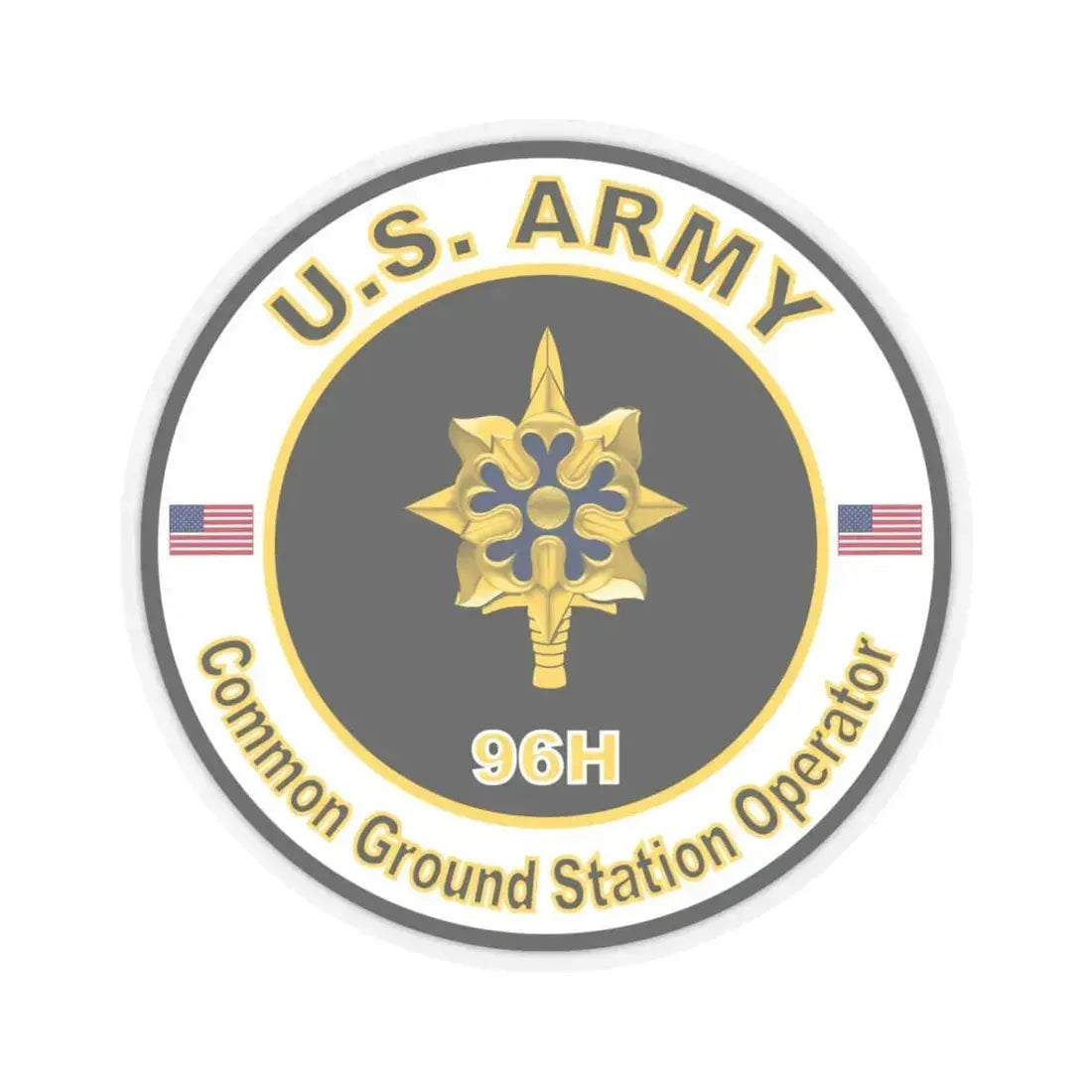 MOS 96H Common Ground Station Operator (U.S. Army) STICKER Vinyl Kiss-Cut Decal 6 Inch Transparent - The Sticker Space