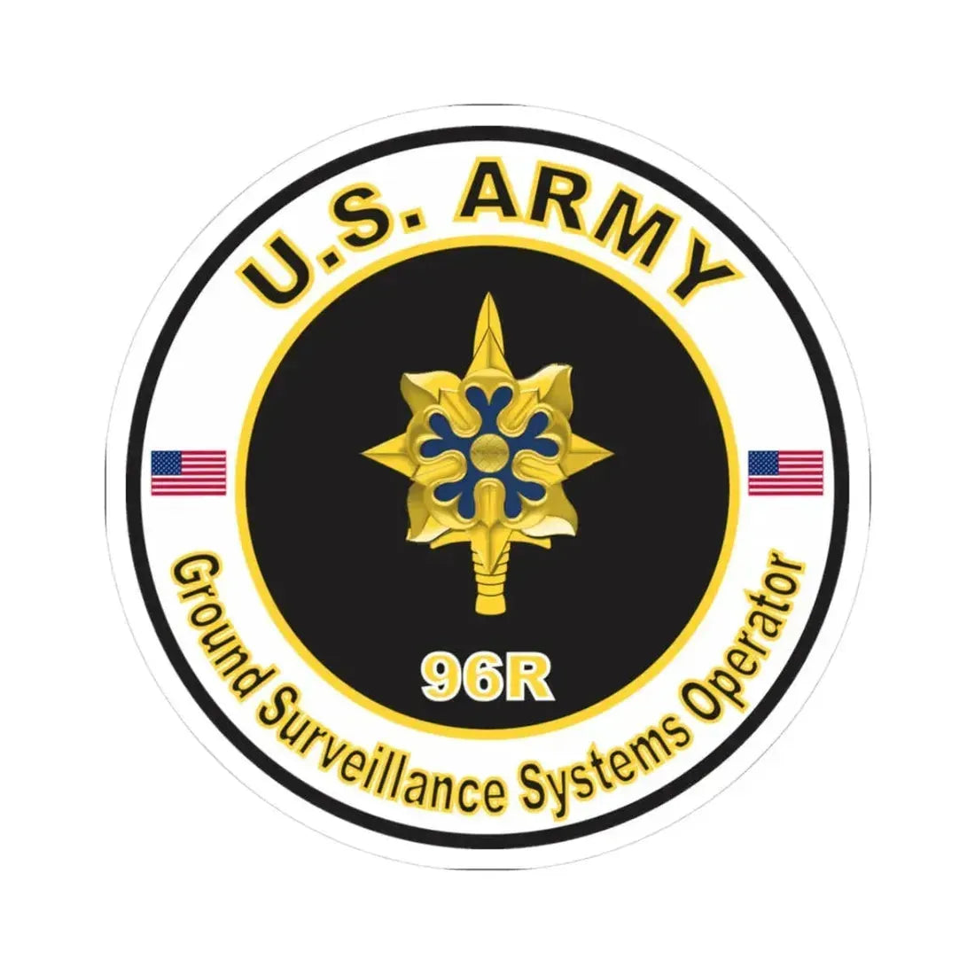 MOS 96R Ground Serveillance Systems Operator (U.S. Army) STICKER Vinyl Kiss-Cut Decal 3 Inch White - The Sticker Space