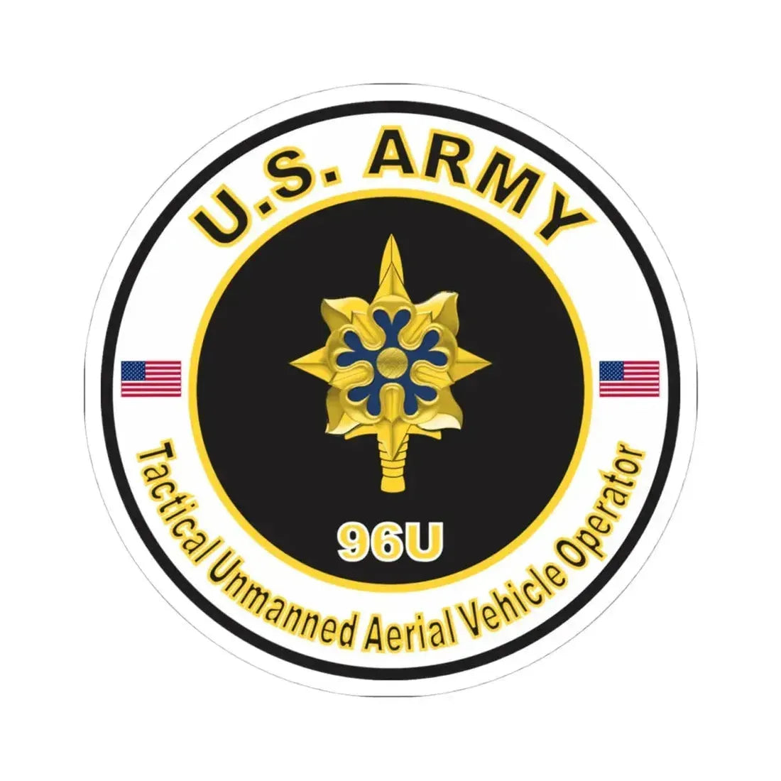 MOS 96U Tactical Unmanned Aerial Vehicle Operator (U.S. Army) STICKER Vinyl Kiss-Cut Decal 4 Inch White - The Sticker Space